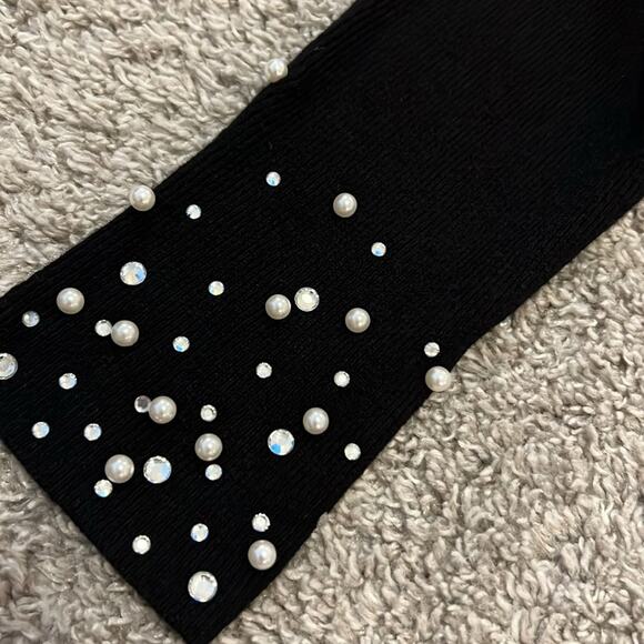 NWT LIV Milano Sweater NWT Black Small 4 6 Pearl Rhinestone Formal Cocktail NEW - Picture 6 of 16